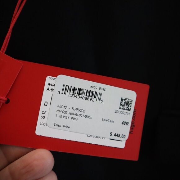 Hugo Boss Men's Sz 42R Black Notched Label Arti Slim Fit Flannel Jacket $445 - Picture 6 of 6